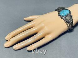 Early Vintage Navajo Rare Turquoise Sterling Silver Bracelet