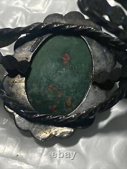 Early Vintage Navajo Repousse Sterling Silver Utah Variscite Bracelet