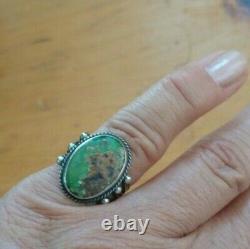 Early Vintage Navajo Ring with Large Turquoise Stone