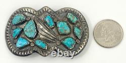 Early Vintage Navajo Sterling Silver Handmade Bezel Turquoise Belt Buckle