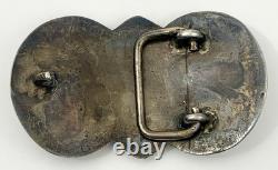Early Vintage Navajo Sterling Silver Handmade Bezel Turquoise Belt Buckle