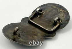 Early Vintage Navajo Sterling Silver Handmade Bezel Turquoise Belt Buckle
