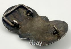 Early Vintage Navajo Sterling Silver Handmade Bezel Turquoise Belt Buckle