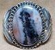 Early Vintage Navajo Sterling Silver & Large Petrified Wood Agate Cuff Bracelet