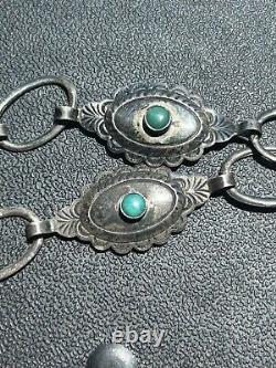 Early Vintage Navajo Sterling Silver OLD PAWN Turquoise Concho Belt/Necklace. F