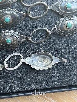Early Vintage Navajo Sterling Silver OLD PAWN Turquoise Concho Belt/Necklace. F