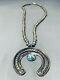 Early Vintage Navajo Turquoise Coin Or Sterling Silver Necklace