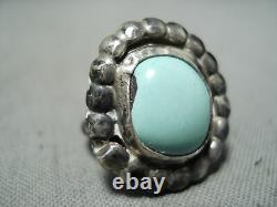 Early Vintage Navajo Turquoise Sterling Silver Circle Beads Ring