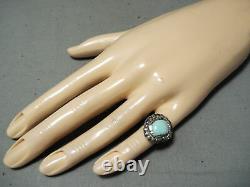 Early Vintage Navajo Turquoise Sterling Silver Circle Beads Ring