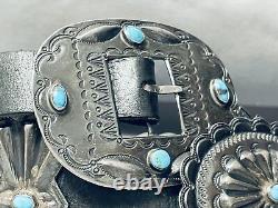 Early Vintage Navajo Turquoise Sterling Silver Concho Belt Old