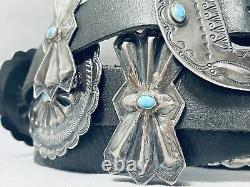 Early Vintage Navajo Turquoise Sterling Silver Concho Belt Old