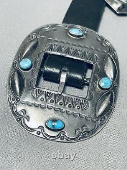 Early Vintage Navajo Turquoise Sterling Silver Concho Belt Old