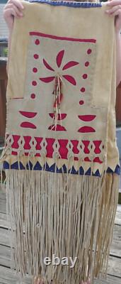 Early Vintage Northern Plains Native American Deer Skin Saddle Bag with Bead Work