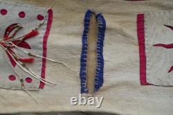 Early Vintage Northern Plains Native American Deer Skin Saddle Bag with Bead Work