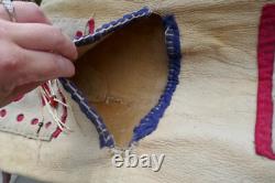 Early Vintage Northern Plains Native American Deer Skin Saddle Bag with Bead Work