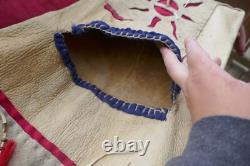 Early Vintage Northern Plains Native American Deer Skin Saddle Bag with Bead Work