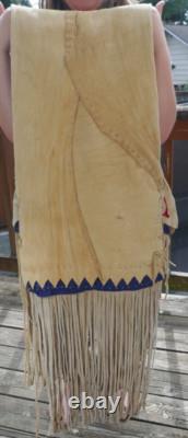 Early Vintage Northern Plains Native American Deer Skin Saddle Bag with Bead Work