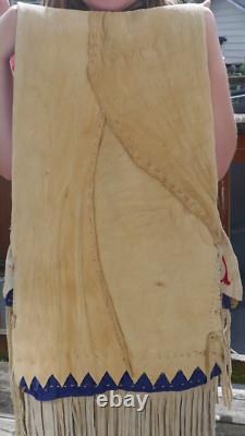 Early Vintage Northern Plains Native American Deer Skin Saddle Bag with Bead Work