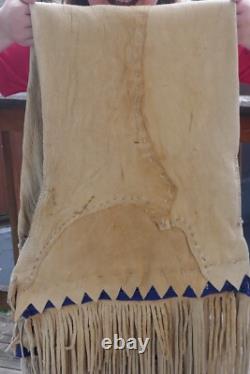 Early Vintage Northern Plains Native American Deer Skin Saddle Bag with Bead Work