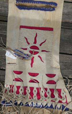 Early Vintage Northern Plains Native American Deer Skin Saddle Bag with Bead Work