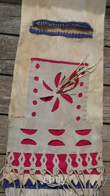 Early Vintage Northern Plains Native American Deer Skin Saddle Bag with Bead Work