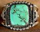 Early Vintage Old Pawn Navajo Sterling Silver Large Bisbee Turquoise Bracelet