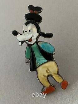 Early Vintage Patsy Spencer ZUNI Toons Disney Goofy Inlay Sterling Silver Ring