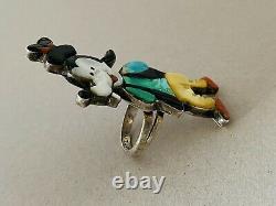 Early Vintage Patsy Spencer ZUNI Toons Disney Goofy Inlay Sterling Silver Ring