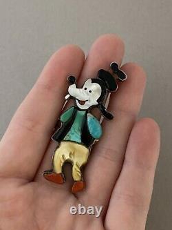 Early Vintage Patsy Spencer ZUNI Toons Disney Goofy Inlay Sterling Silver Ring