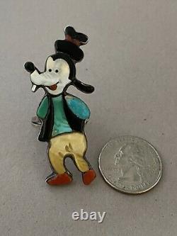 Early Vintage Patsy Spencer ZUNI Toons Disney Goofy Inlay Sterling Silver Ring