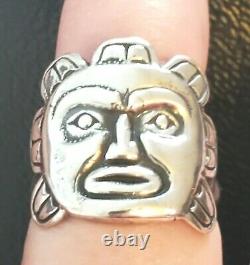 Early Vintage Sterling Silver Pacific Northwest Haida Made Sun Ring Size 8.5