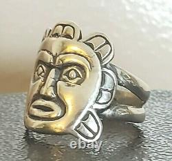 Early Vintage Sterling Silver Pacific Northwest Haida Made Sun Ring Size 8.5