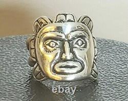 Early Vintage Sterling Silver Pacific Northwest Haida Made Sun Ring Size 8.5