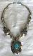 Early Vintage Tommy Singer Necklace Turquoise Pendant Sterling Signature Beads