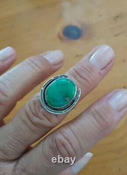 Early Vintage Turquoise Silver Horseshoe Ring