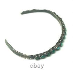 Early Vintage ZUNI Petit Point Turquoise Silver Cuff Womens Bracelet-OLD