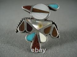 Early Vintage Zuni Bird Turquoise Silver Ring