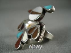 Early Vintage Zuni Bird Turquoise Silver Ring