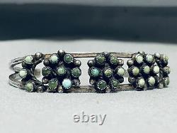 Early Vintage Zuni Navajo Cerrillos Turquoise Sterling Silver Bracelet