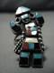 Early Vintage Zuni Turquoise Coral Sterling Silver Inlay Kachina Ring Old