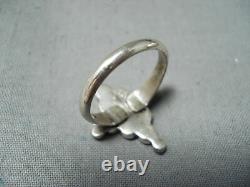 Early Vintage Zuni Turquoise Dishta Sterling Silver Ring Old