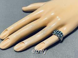 Early Vintage Zuni Turquoise Eyes Sterling Silver Ring