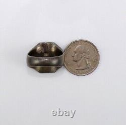 Early Vtg Native American Men's Sterling Silver 14K Gold Biker Ring Size 11 LMJ2