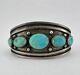 Early Vtg Navajo Sterling Silver High Grade Fox Turquoise Cuff Bracelet 65.6g