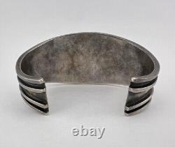 Early Vtg Navajo Sterling Silver High Grade Fox Turquoise Cuff Bracelet 65.6g