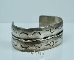 Early Wide Navajo Native American Sterling Cuff Bracelet Ingot Harvey Era Silver