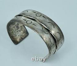 Early Wide Navajo Native American Sterling Cuff Bracelet Ingot Harvey Era Silver