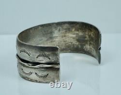 Early Wide Navajo Native American Sterling Cuff Bracelet Ingot Harvey Era Silver