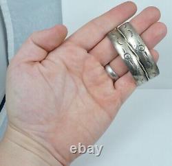 Early Wide Navajo Native American Sterling Cuff Bracelet Ingot Harvey Era Silver