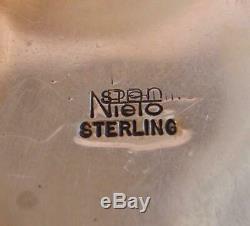 Early Zuni DAN NIETO Huge Turquoise Sterling Silver BUFFALO HUNTER Pendant 148gr
